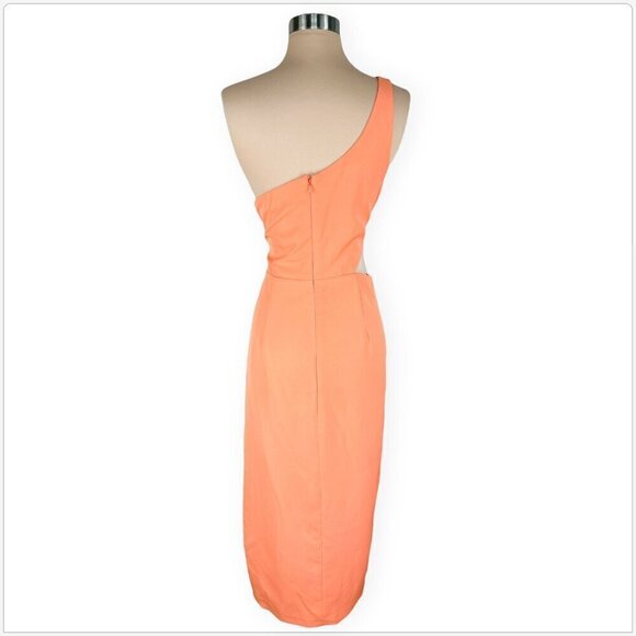 Bardot Jenna Orange Fizz One Shoulder Cutout Midi Slit Dress Cocktail NWT NEW 8 - Picture 7 of 8